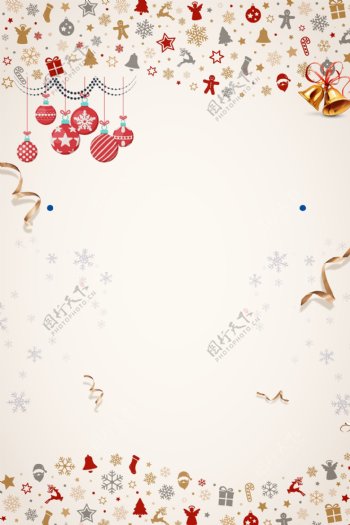 简约圣诞节雪花吊球装饰背景素材