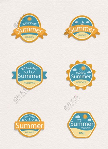 6款创意夏季标签矢量素材