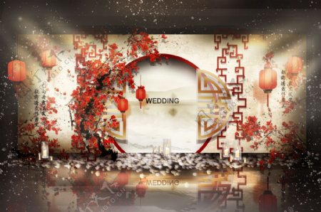 中式婚礼合影区效果图