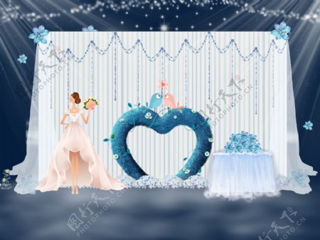 蓝色浪漫爱情婚礼效果图