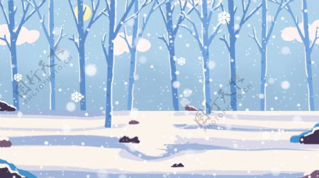 美丽冬季树林雪景设计