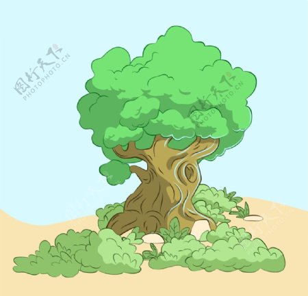 自然树木插图