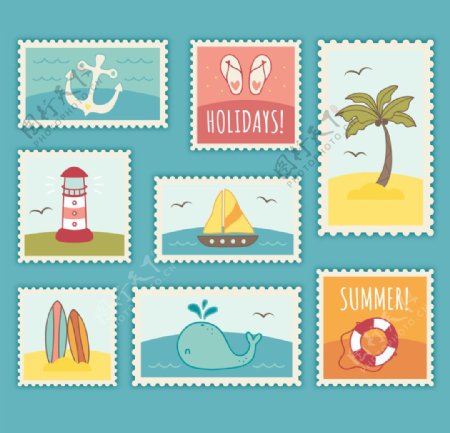夏季邮票背景
