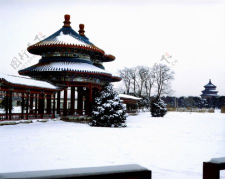 雪景双环亭