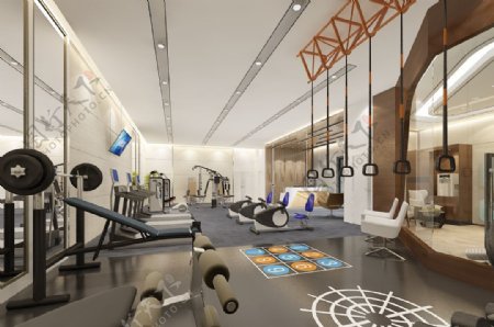 现代健身房效果图空间