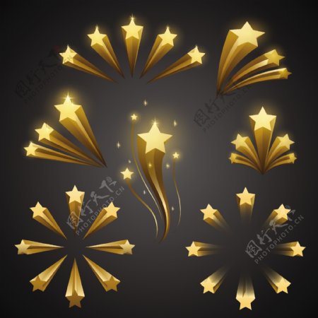 金色五角星装饰设计元素