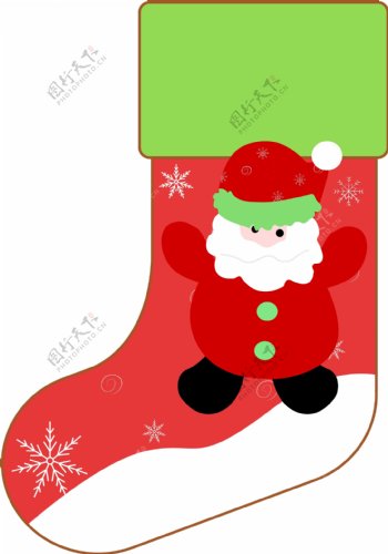 矢量手绘可爱圣诞老人圣诞袜元素