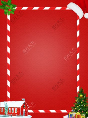 圣诞节红色简约边框背景
