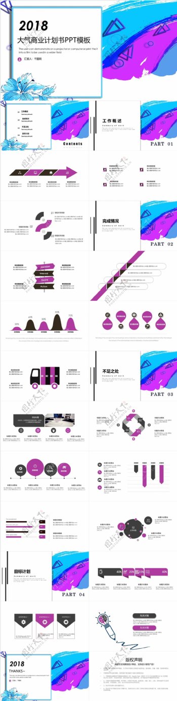 紫色大气商业计划书PPT模板