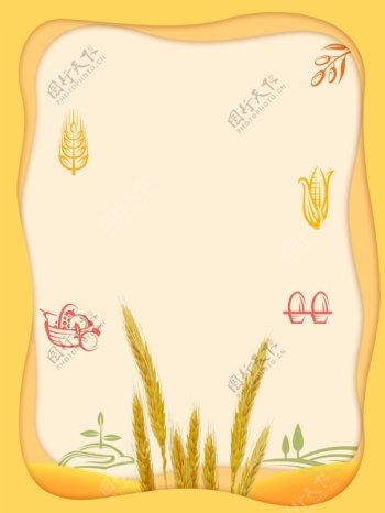 手绘丰收季麦穗海报背景素材