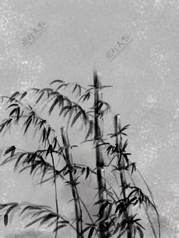 中国风水墨竹子黑色灰色