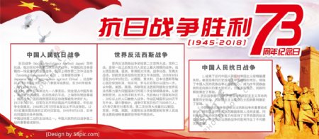 红色抗日战争胜利73周年党建宣传展板