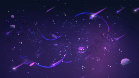 紫色梦幻星空流星雨插画背景设计