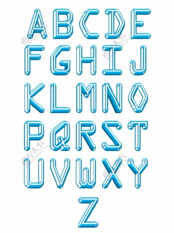 手绘创意蓝色英文字母合集