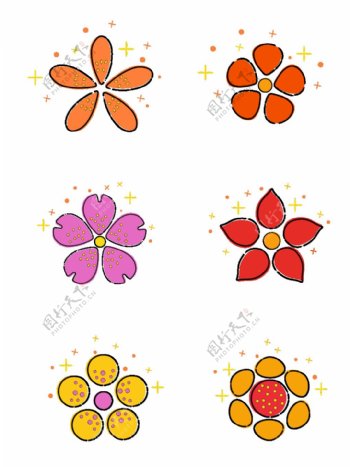 MBE图标元素之卡通可爱植物花卉图案套图