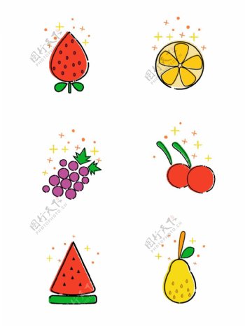 MBE图标元素之卡通可爱简约水果图案