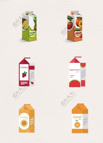 彩色矢量果汁饮料元素包装设计
