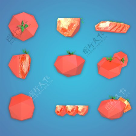 西红柿3D立体卡通西红柿模型元素