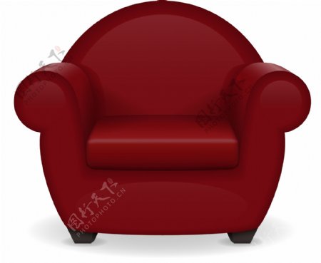 红色单人沙发矢量元素