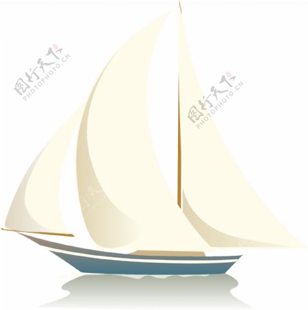 手绘白色帆船元素