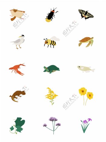 植物动物类插画图标系列