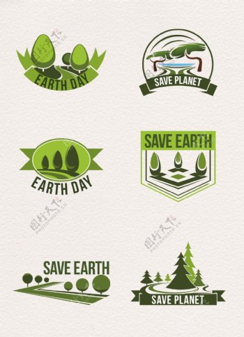 绿色拯救地球标志矢量素材