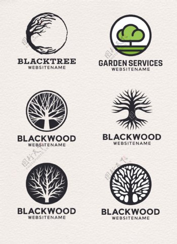 黑色植物环保图标