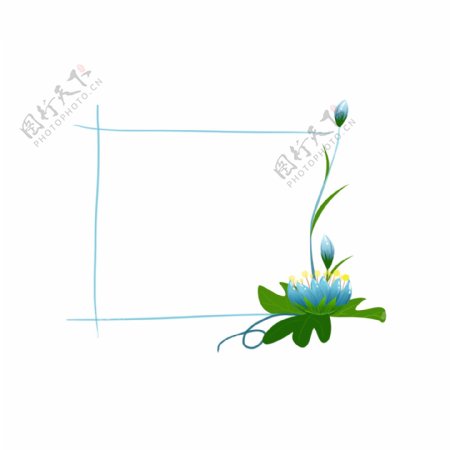 植物边框花朵叶子绿色手绘风元素