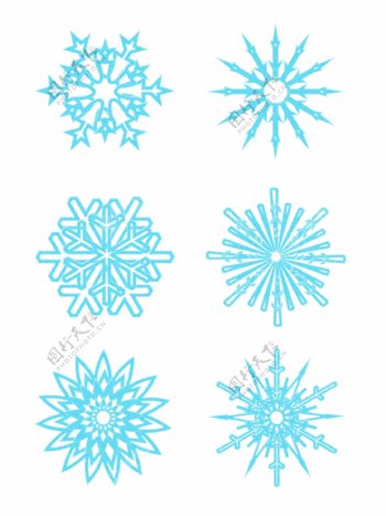 冬雪花卡通简约手绘圣诞节雪花装饰素材设计