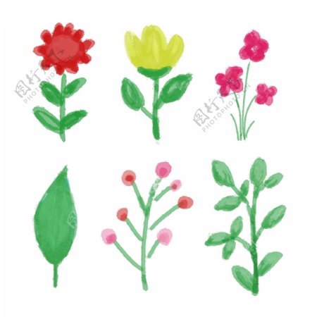植物元素手绘花草可商用素材