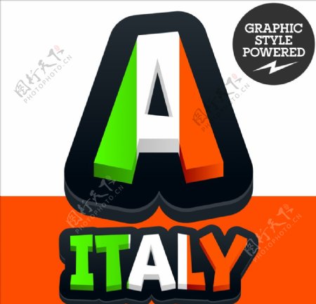 意大利国旗字母EPS分层