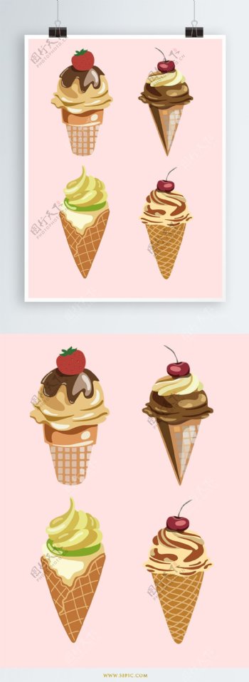 简约可爱冰淇淋甜品图形元素