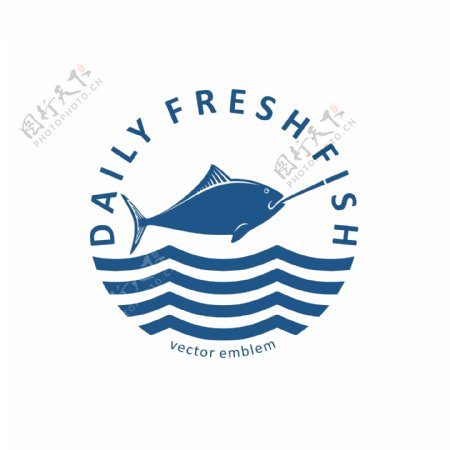 每日鲜鱼海鲜店logo标志设计