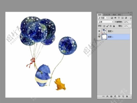 温馨大小熊束带斑斓星空宇宙气球