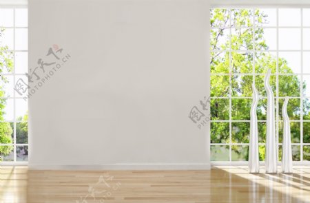 绿色植物空白照片挂画背景墙