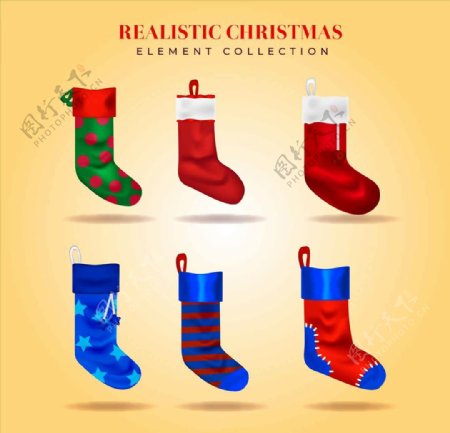 矢量卡通圣诞节礼物袜子