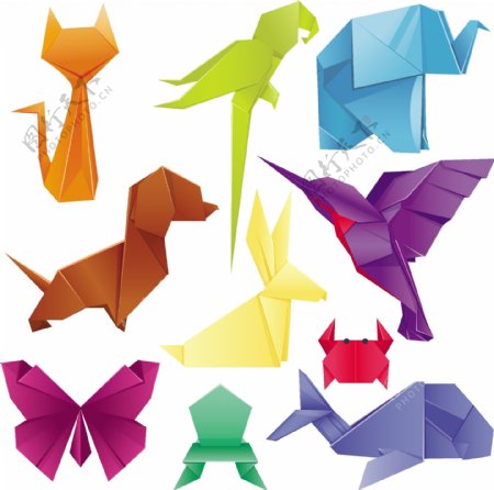 动物折纸矢量素材
