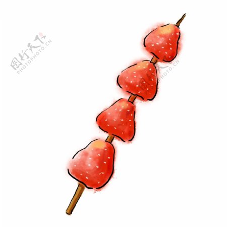 草莓糖葫芦中国风可商用元素