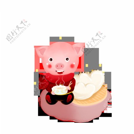 精品立体猪新年吃饺子食物习俗