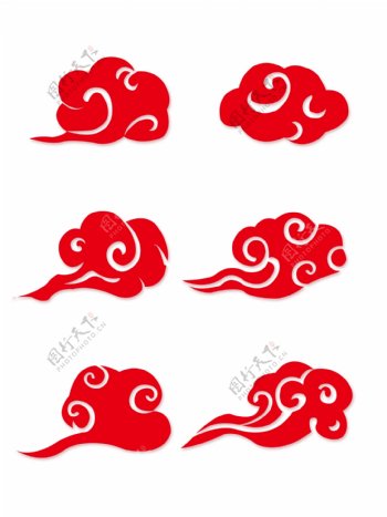 中国红传统祥云图案喜庆底纹古典花纹可商用