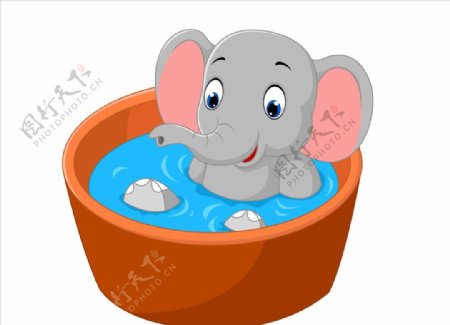 卡通洗澡大象