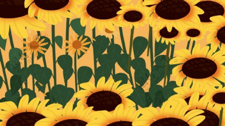 彩绘向日葵植物背景设计
