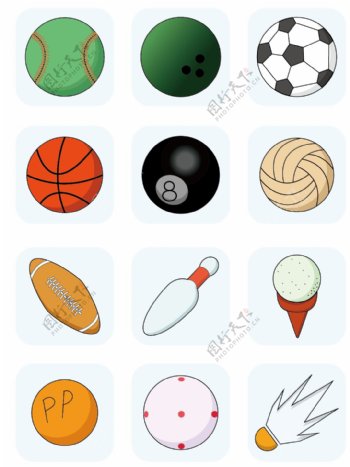原创运动球类矢量icon可商用