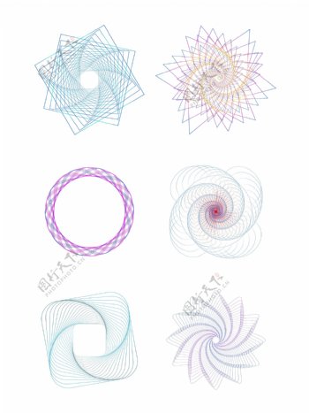 矢量渐变艺术螺旋分形艺术线条蓝紫创意形状
