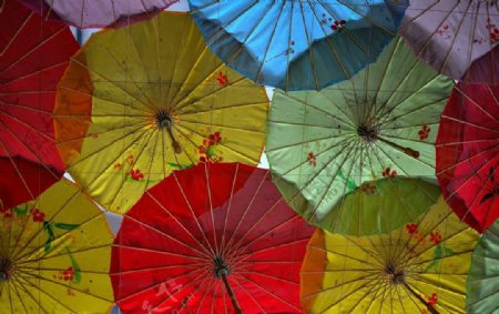 雨伞装饰花色雨伞旅游景点