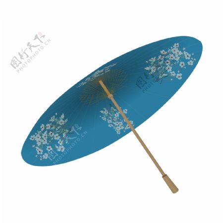 可商用中国风花伞蓝色