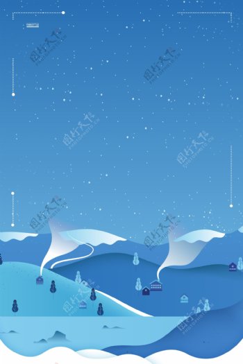 蓝色冬季大雪背景设计