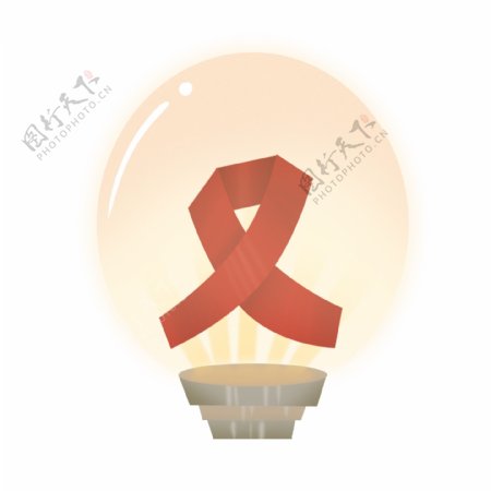 手绘艾滋病日相关标志灯泡保护设计元素