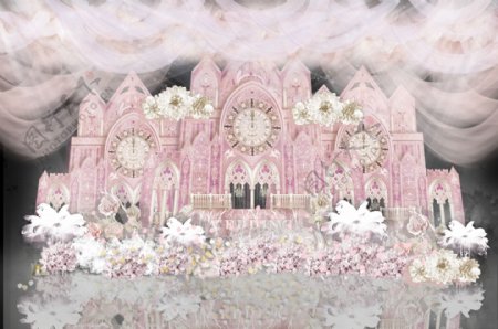 粉色城堡婚礼迎宾区效果图