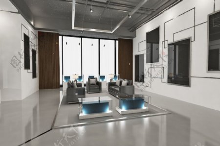 现代风格地产展厅休息室设计效果图